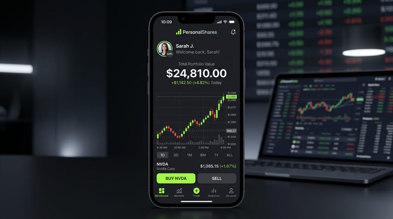 PersonalShares мобильное приложение — торговый экран